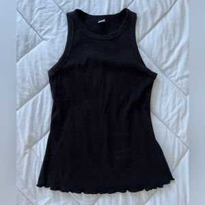 WOMENS OLD NAVY BLACK LETTUCE TRIM TANK